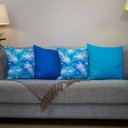 Ver imagem 2 de Kit com 4 Capas para Almofadas Decorativas Penas Azuis