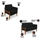 Ver imagem 2 de Kit 1 Sofá Namoradeira e 2 Poltronas Lana Linho Preto A79 Base de Madeira - D’Rossi