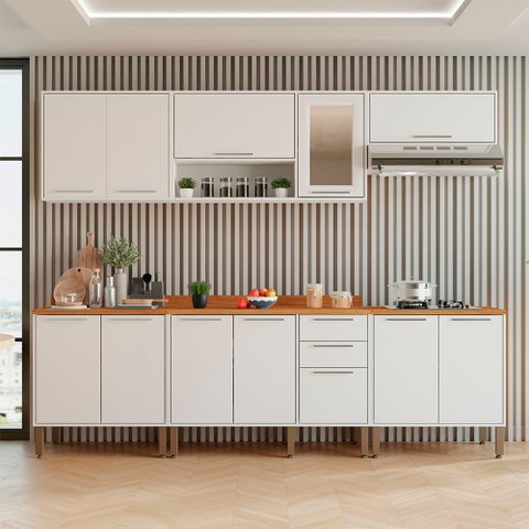Cozinha Compacta para Cooktop 5 Bocas 5 Peças 12 Portas 2 Gavetas Paris Sallêto Móveis