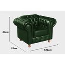 Ver imagem 5 de Kit Sofá Luis XV Chesterfield 3 Lugares + 1 Poltrona Decoração Barbearia Sala - Couríssimo Verde