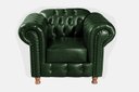Ver imagem 2 de Kit Sofá Luis XV Chesterfield 3 Lugares + 1 Poltrona Decoração Barbearia Sala - Couríssimo Verde