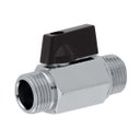 Ver imagem 2 de Válvula Registro Mini Esfera 1/2 Macho X Macho Cromada Alavanca On Off Ivm Italy Latão Cromado