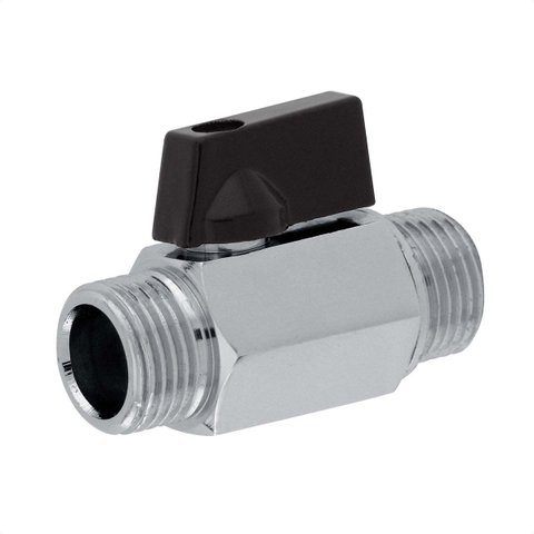Válvula Registro Mini Esfera 1/2 Macho X Macho Cromada Alavanca On Off Ivm Italy Latão Cromado