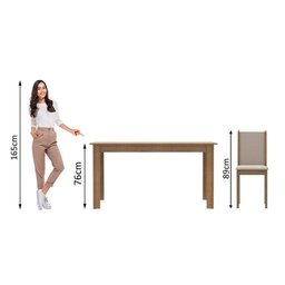 Conjunto Sala de Jantar Madesa Miriam Mesa Tampo de Madeira 6 Cadeiras - Rustic/crema/sintético - 5