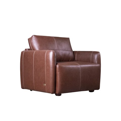 Poltrona Decorativa Sala de Estar Romeno Couro Caramelo - Mozzelar