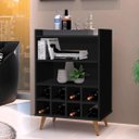 Ver imagem 2 de Aparador Buffet Bar Adega para 8 Garrafas Nichos Pés Madeira Retrô Paris:preto Fosco