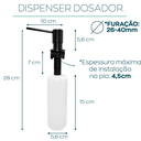 Ver imagem 4 de Dispenser Detergente Preto Bancada 320ml Inox304 Fosco Black Bico Reto Porta Sabao Sabonete Liquido