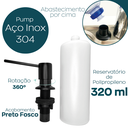 Ver imagem 2 de Dispenser Detergente Preto Bancada 320ml Inox304 Fosco Black Bico Reto Porta Sabao Sabonete Liquido