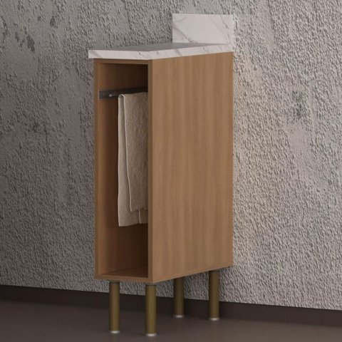 Balcão Porta Toalhas CZ3130 MDF 20cm Amadeirado