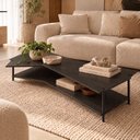 Ver imagem 1 de Mesa de Centro Caribe 170cm em Madeira Laminada Ébano com Metal Black