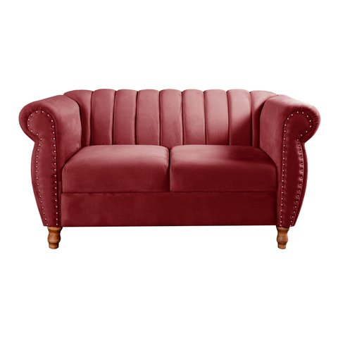Namoradeira Decorativa Chesterfield Sofá Realeza Vintage - Suede Bordô