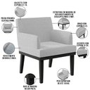 Ver imagem 3 de Poltrona Decorativa Para Sala De Estar Base Preto Beatriz W01 Bouclê Cinza - Lyam Decor