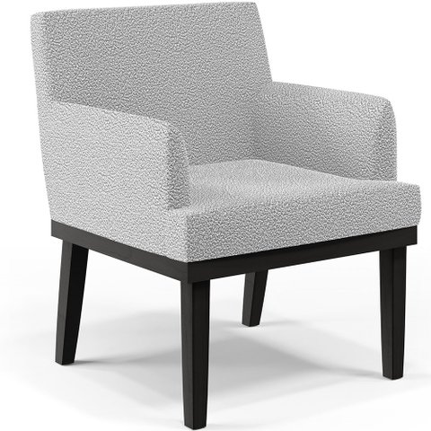 Poltrona Decorativa Para Sala De Estar Base Preto Beatriz W01 Bouclê Cinza - Lyam Decor
