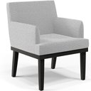Ver imagem 1 de Poltrona Decorativa Para Sala De Estar Base Preto Beatriz W01 Bouclê Cinza - Lyam Decor