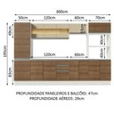 Ver imagem 5 de Armário Smart 100% Mdf 300cm com Balcão e Tampo Branco