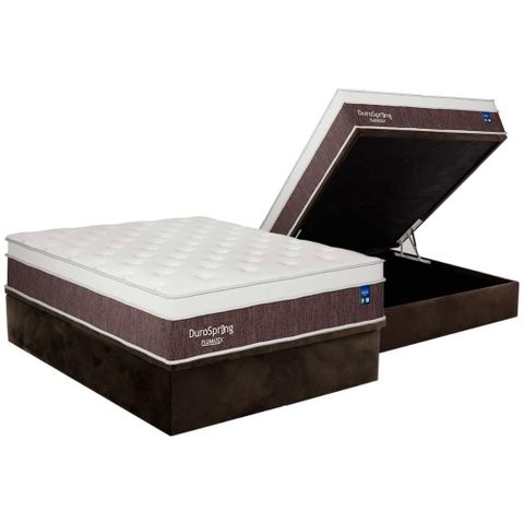 Conjunto Box Baú Casal: Colchão Molas Plumatex Superlastic Durospring + Base Crc Suede Brown (