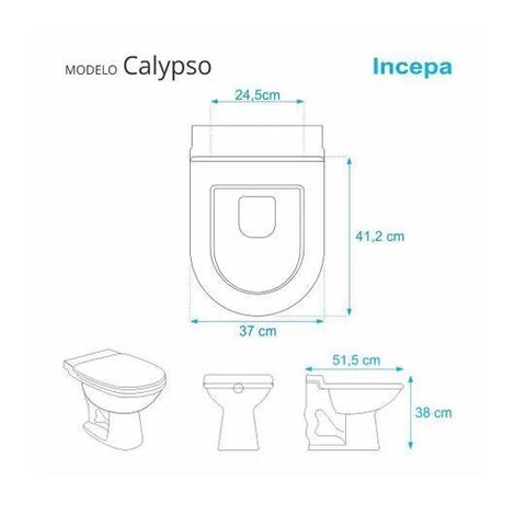 Tampa Vaso Sanitário Calypso Plus Laqueado Biscuit Incepa