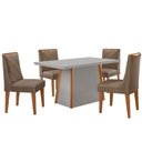 Ver imagem 2 de Mesa de Jantar Diane 120cm Tampo Mdf e Vidro com 4 Cadeiras Isadora Moderna Mobília