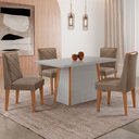 Ver imagem 1 de Mesa de Jantar Diane 120cm Tampo Mdf e Vidro com 4 Cadeiras Isadora Moderna Mobília