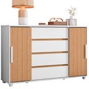 Ver imagem 5 de Guarda Roupa Solteiro Doble 04 Portas com Espelho e Cômoda Evidenza Branco Freijo Flex- Móveis