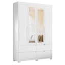 Ver imagem 4 de Guarda Roupa Solteiro Doble 04 Portas com Espelho e Cômoda Evidenza Branco Freijo Flex- Móveis