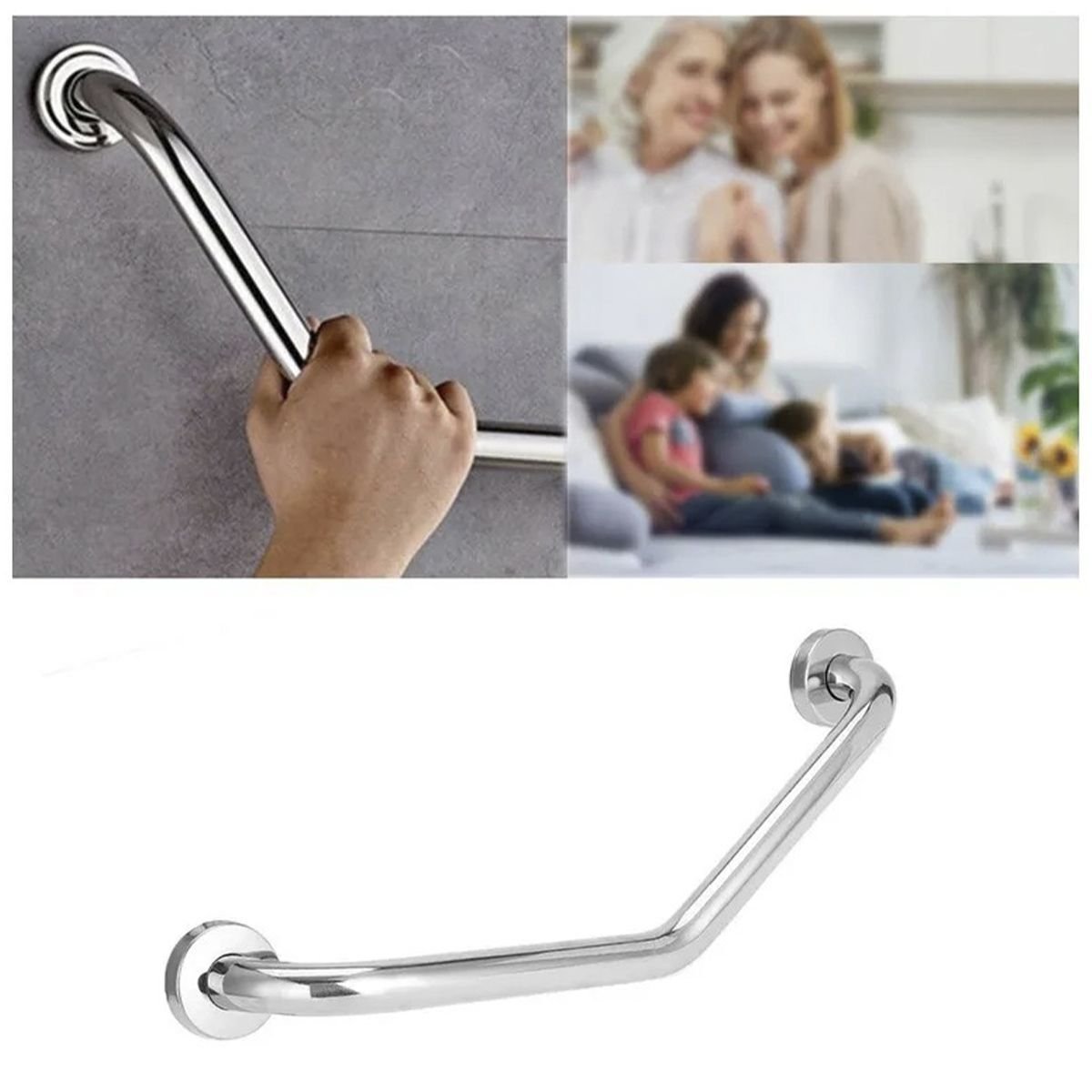 Barra de Apoio Angular 25x25cm Aço Inox Banheiro Box Idoso Gestante Criança Segurança Anti Acidentes - 6