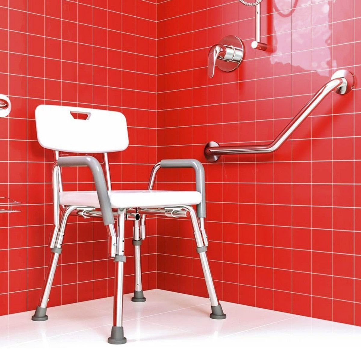 Barra de Apoio Angular 25x25cm Aço Inox Banheiro Box Idoso Gestante Criança Segurança Anti Acidentes - 4