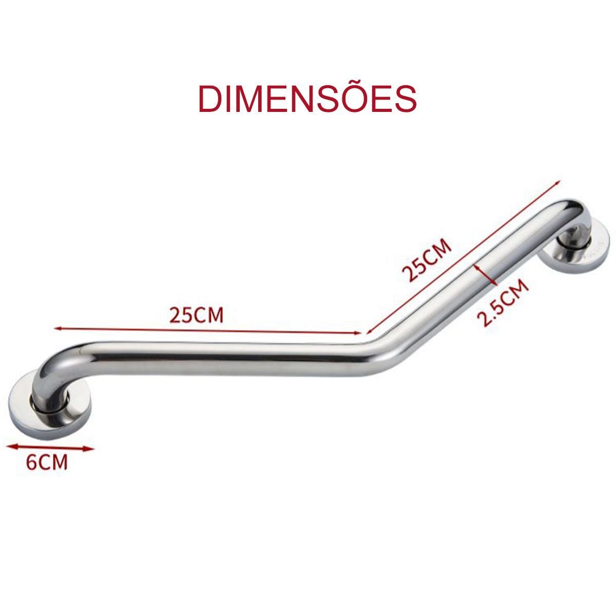 Barra de Apoio Angular 25x25cm Aço Inox Banheiro Box Idoso Gestante Criança Segurança Anti Acidentes - 2
