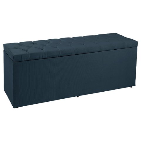 Calçadeira Recamier Baú King 1,95m Madrid Suede - Pallazio Azul Marinho
