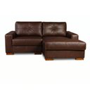 Ver imagem 4 de Sofá Modular 3 Lugares 200cm com Chaise Couro Legítico Fênix Marrom/Caramelo