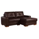 Ver imagem 2 de Sofá Modular 3 Lugares 200cm com Chaise Couro Legítico Fênix Marrom/Caramelo