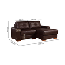 Ver imagem 3 de Sofá Modular 3 Lugares 200cm com Chaise Couro Legítico Fênix Marrom/Caramelo