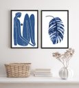 Ver imagem 1 de Conjunto 2 Quadros Arte Moderna Minimalista azul 24x18cm:madeira Branca