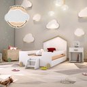 Ver imagem 1 de Cama de Criança Infantil com Escadinha Juvenil Ayla Branca e Natural Acompanha Luminária Led