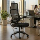 Ver imagem 2 de Cadeira de Escritório Ergonômica Giratória Office Abby Cor Preto - Sallar Home