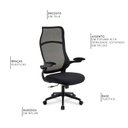 Ver imagem 3 de Cadeira de Escritório Ergonômica Giratória Office Abby Cor Preto - Sallar Home