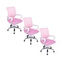 Ver imagem 1 de Cadeira de Escritório Oficial Begônia Ergonômica Tela Mesh Base Giratória com Ajuste Rosa Kit 3