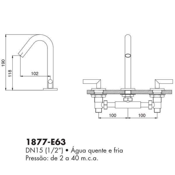 Misturador para Banheiro de Mesa Delfos Eternit 1877-E63 - 2