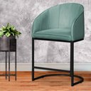 Ver imagem 2 de Poltrona Banqueta Decorativa Luxo Mia Base Metal Preta Veludo - Estopar Poltrona Mia Veludo Acqua