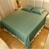 Colcha Cobre Leito Casal Poliester Matelado Liso 3pcs Verde - 1