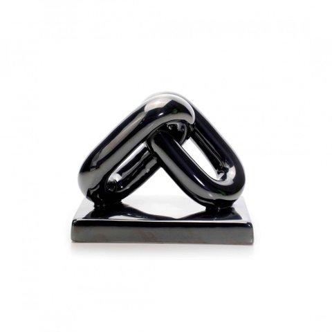 Escultura Decorativa Elos em Cerâmica Chumbo 12x15x8,5 - D’Rossi