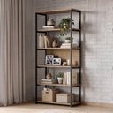 Ver imagem 1 de Estante Multiuso Livros Industrial 90CMX190CM Oxford Marrom Woodmel e Preto