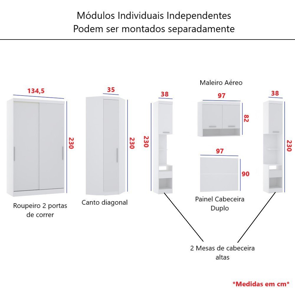 Guarda Roupa Dormitório Modulado Alpes Solteiro Canto c/ 2 Portas de Correr - Luciane M01:Rosa - 5