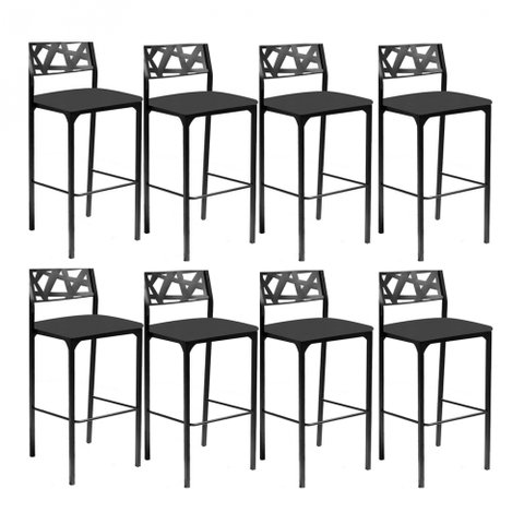 Kit 8 banquetas Eliza Gourmet Cinza-Gat Magazine