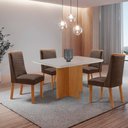 Ver imagem 1 de Mesa de Jantar Olímpia 120 cm Tampo MDF Vidro Canto Copo com 4 Cadeiras Carolina Moderna Mobília