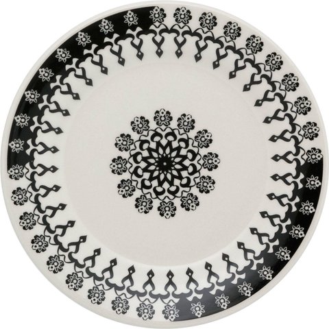 Kit 4 Pratos Sobremesa Donna Folk Oxford® Cerâmica 19cm