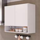Ver imagem 2 de Armário Aéreo Multiuso Meg 80cm 100%mdf 02 Portas com Nicho Integrado Branco - Abmaza