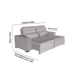 Sofá Império 5 Lugares 2,50cm Retrátil e Reclinável - de Casa Décor e Estofados. - 2