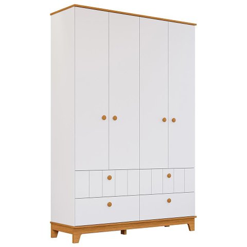 Guarda Roupa Infantil Biscoito 4 Portas e 4 Gavetas Branco/nature - Permóbili Baby