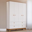 Ver imagem 2 de Guarda Roupa Infantil Biscoito 4 Portas e 4 Gavetas Branco/nature - Permóbili Baby